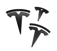 HEYCE 3D Metal Car Stickers and Decals Emblem Badge T Logo fit Tesla,Black,Model Y