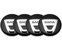 HEYCE 4 x 56mm Logo Wheel Centre Cover Badge Logo Stickers, Suitable for Dacia Duster Logan Sandero Lodgy Stepway, 3D Wheel Center Hub Caps, Black ABS Plastic
