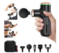 HEYCHY Mini Massage Gun with 4-10mm Adjustable Amplitude: Deep Tissue Percussion Massager, Compatible with Fsa and Hsa, Heated Head and 5 Accessories, 5 Speed, Quiet, P