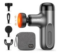 HEYCHY Mini Massage Gun With Heat, Deep Tissue Massage Gun, Portable Percussion Muscle Massager With 4 Massage Heads For Athletes