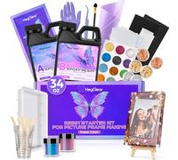HeyClear 1L Epoxy Resin Picture Kit with Frame Silicone Mould -Super Clear and Hard Resina Complete Craft Accessories and Supplies Set for Casting Art, DIY Photo Gifts