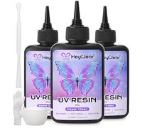 HeyClear 300g UV Resin kit with Casting Tools -Crystal Clear, Hard, Low Odor, Premixed UV Epoxy Fast Curing for Beginners Jewellery Making, DIY Crafts, Mould Resina Art