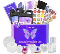 HeyClear Epoxy Resin Kit with Molds for Beginners -18 oz Super Clear and Hard Resina Complete Craft Supplies Set for Starter Casting Arts Crafts for Adults, DIY Creation Gifts