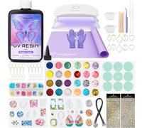 HeyClear UV Resin Moulds Jewelry Making Kit with UV Light -250g Super Clear, Hard Premixed and Fast Curing for Keychains, Earrings, DIY Craft Decorations