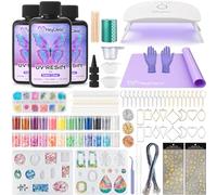 HeyClear UV Resin Moulds Jewelry Making Kit with UV Light and Casting Tools -300g Super Clear, Hard, Low Odor, Premixed and Fast Curing for Keychains, Earrings, DIY Craft Decorations
