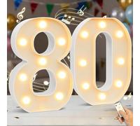 HEYCOLOR Light up Numbers with Music for Birthday Party. Remote with Two Modes. 8.86 Inch Music Marquee Number Sign for Birthday Anniversary Party Home Wall Decorations, 2AA Battery Powered Number 80