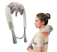 Heycool Cordless Neck Massager with Heat, Shiatsu Kneading, 4D Deep Massage for Neck and Shoulder Pain Relief, Grey, Modern Design