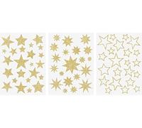 Heyda A4 Decorative Cling Window Stickers 3pcs - Stars Glitter Gold
