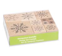Heyda Wood Mounted Rubber Stamp Set - Crystals Snowflakes 11pcs