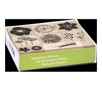 Heyda Wood Mounted Rubber Stamp Set - Flowers 10pcs