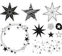 Heyda Wood Mounted Rubber Stamp Set - Stars 10pcs