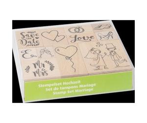 Heyda Wood Mounted Rubber Stamp Set - Wedding 11pcs