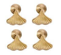 HEYDGBBZ Antique Brass Drawer Pulls Handles, Kitchen Cabinet knobs, 4Pcs Chinese Style Golden Wardrobe Cabinet Ginkgo Handle Furniture Drawer Pure Copper Wine Cabinet Fishtail Single