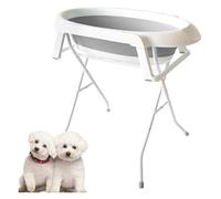 HEYDGBBZ Foldable Dog Bathtub,Pet Pool, Bathtub，Foldable Grooming Wash Station with Drainpipe Indoor & Outdoor Portable Puppy Shower Washtub(Grey)