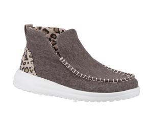 HEYDUDE Denny Cotton Womens Leopard Boots - Tan - Size UK 5