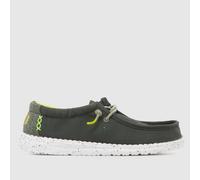 HEYDUDE Grey Wally Sport Grid Boys Youth Trainers UK 3 (EU 36)