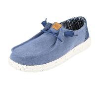 HEYDUDE Ladies Hey Dude Casual Shoes Wendy - Chambray Grid Ensign Blue - UK 6