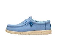 HEYDUDE Men’s Wally Stretch Canvas Loafers | Comfortable Lightweight Slip-On Shoes for Men | Casual Walking, Travel & Everyday Comfort, Faded Denim/Boulder Tan, 5 UK