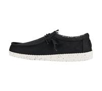 HEYDUDE - Men's Wally Canvas - Casual Slip-On Shoes - Moccasin Style, Black/White, 9 UK