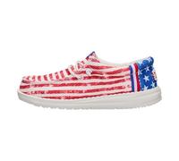 HEYDUDE Men's Wally Americana Slip-On Sneaker, Elastic Laces, Removable Insole, American Flag, 7 UK