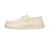 HEYDUDE - Men's Wally Canvas - Casual Slip-On Shoes - Moccasin Style, Stone White, 8 UK