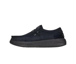 HEYDUDE Men's Wally Comf Suede Slip-On Loafers | Lightweight Men's Casual Shoes | Extra Plush Midsole Padding for Everyday Wear, Suede Black, 9 UK