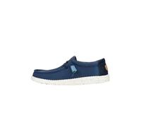 HEYDUDE Men's Wally Elevated Basics - Casual Slip-On Shoes - Moccasin Style, Navy/White, 9 UK