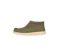 HEYDUDE Men's Wally Mid Waxed Canvas Shoes - Casual Slip-On Ankle Boots, Olive, 10 UK