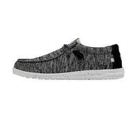 HEYDUDE - Men's Wally Sox Stitch - Casual Slip-On Shoes - Moccasin Style, Black White, 6 UK