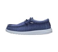 HEYDUDE - Men's Wally Stretch Jersey - Casual Slip-On Shoes - Heathered Jersey Comfort, Easy-On Fit, Lightweight Construction, Elastic Laces - Blue, 8