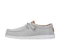 HEYDUDE Men's Wally Washed Canvas, Men’s Shoes, Slip-on Loafers, Comfortable & Light-Weight, Light Grey, 17