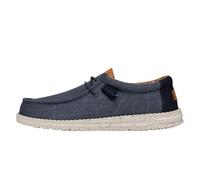 HEYDUDE Men's Wally Washed Canvas, Men’s Shoes, Slip-on Loafers, Comfortable & Light-Weight, Navy, 4