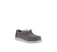 HEYDUDE Wally Workwear Polyester Blend Men's Granite Grey/Black Moccasins Shoes - UK 7 / EU 41 / US M8