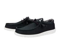 HEYDUDE - Men's Wally Canvas - Casual Slip-On Shoes - Moccasin Style, Black/White, 11 UK