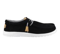 HEYDUDE Wally Craft Suede Black Leather Unisex Mens Classic Slip On Shoes