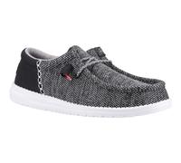 HEYDUDE Wally Funk Open Mesh /Spandex/Cotton Mens Black/White Boat Shoes - Size UK 10