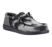 Heydude Wally Funk Overdye Cotton Men's Black/Granite Grey Moccasins Shoes UK 11
