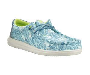 HEYDUDE Wally H2O Tropical Nylon Mens Blue Boat Shoes - Size UK 8