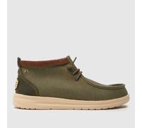 HEYDUDE Wally Mid Workwear Trainers in Khaki UK 10 (EU 44)