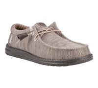 HEYDUDE Wally Stretch Mesh Polyester Men's Deep Taupe/Mole Brown Moccasins Shoes - UK 10 / EU 44 / US M11
