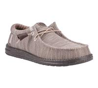 HEYDUDE Wally Stretch Mesh Polyester Men's Deep Taupe/Mole Brown Moccasins Shoes - UK 9 / EU 43 / US M10