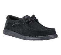 HEYDUDE Wally Suede Mens Black Boat Shoes - Size UK 11