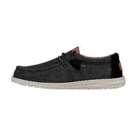 HEYDUDE - Men's Wally Washed Canvas Slip-On Loafer Shoes, Black, 6 UK