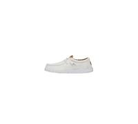 HEYDUDE Wally Washed Canvas, Men's Slip-On Loafer Shoes, White, 10 UK