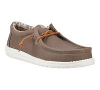 HEYDUDE Wally Waxed Canvas Mens Walnut Boat Shoes - Brown - Size UK 12