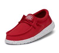 HEYDUDE Wally Youth Slub Canvas Moc Toe Shoes, red, 12 UK Child