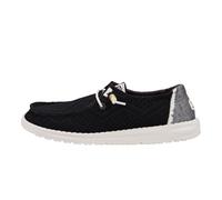 HEYDUDE Wendy Boho Crochet, Women's Slip-On Loafer Shoes, Black, 3 UK