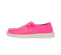 HEYDUDE Wendy Canvas - Women's Shoes - Women's Slip On Loafers - Comfortable & Light-Weight, Neon Pink, 6 UK