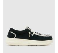 HEYDUDE Wendy Comf Suede Crochet Trainers in Black & White UK 6 (EU 39)