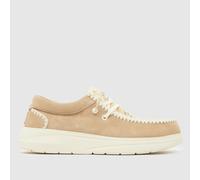 HEYDUDE Wendy Comf Suede Crochet Trainers in White & Beige UK 5 (EU 38)